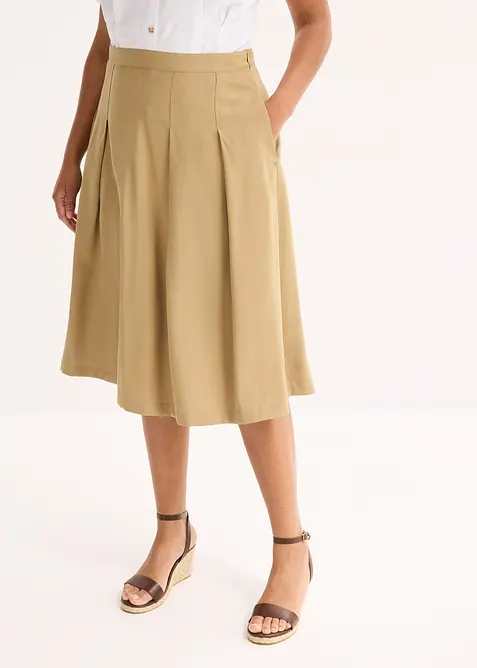 Gonna a pieghe in misto viscosa morbido, bonprix