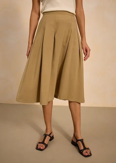 Gonna a pieghe in misto viscosa morbido, bonprix