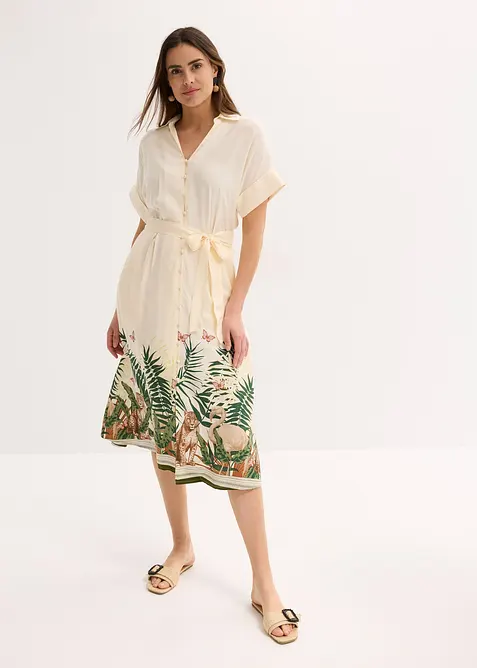 Abito chemisier con stampa decorativa sul fondo, bonprix