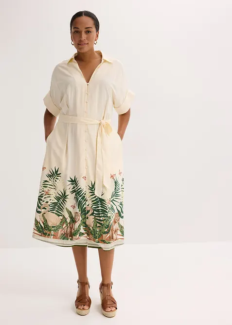 Abito chemisier con stampa decorativa sul fondo, bonprix