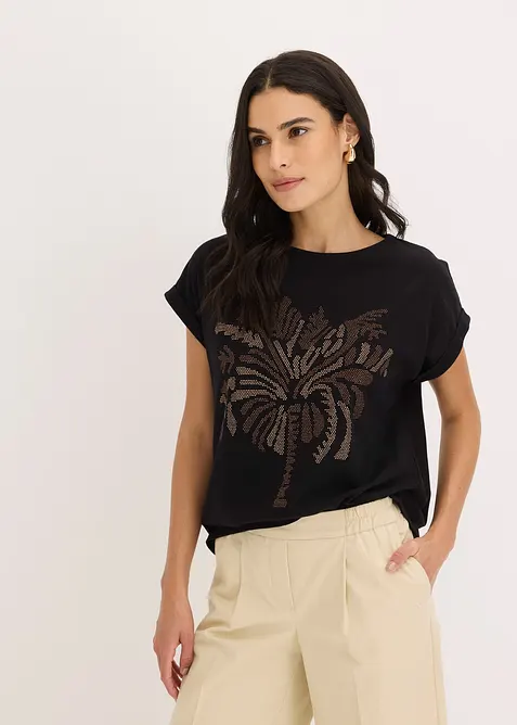 Maglia in cotone con borchiette applicate, bonprix