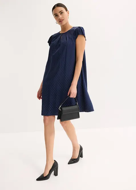 Abito jacquard con eleganti dettagli a pieghe, bonprix