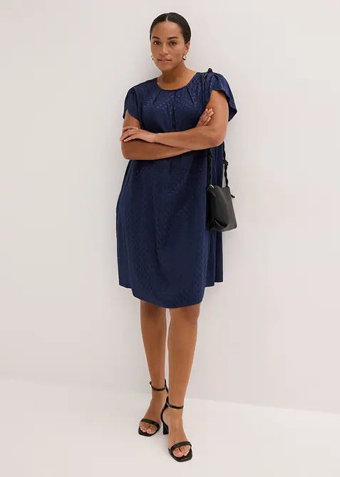 Abito jacquard con eleganti dettagli a pieghe, bonprix