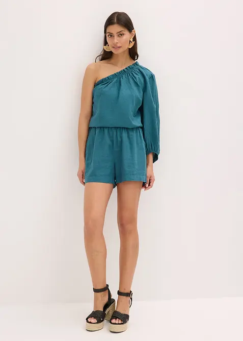 Blusa monospalla in misto lino, bonprix