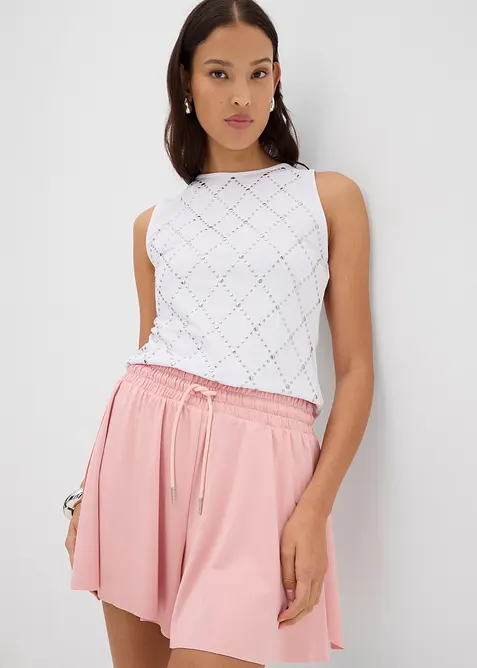 Shorts stile tennis con elastico in vita, bonprix