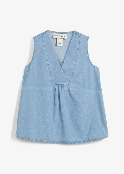 Blusa smanicata in denim, bonprix