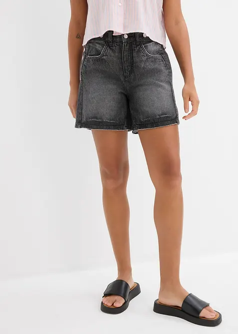Shorts di jeans low stretch, vita media, bonprix