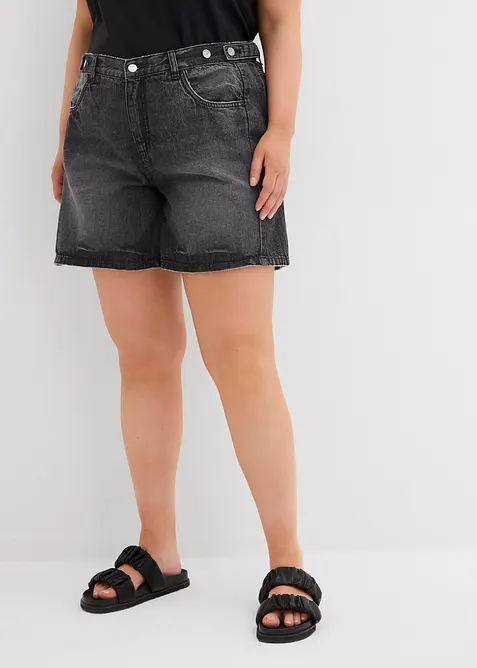 Shorts di jeans low stretch, vita media, bonprix