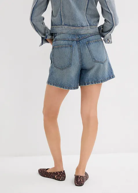 Shorts di jeans low stretch, vita media, bonprix