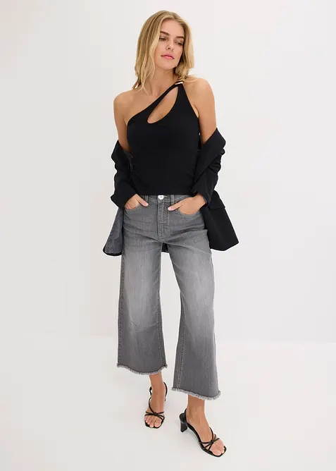 Top monospalla con dettaglio gioiello, bonprix