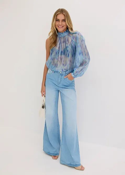 Blusa monospalla di chiffon, bonprix