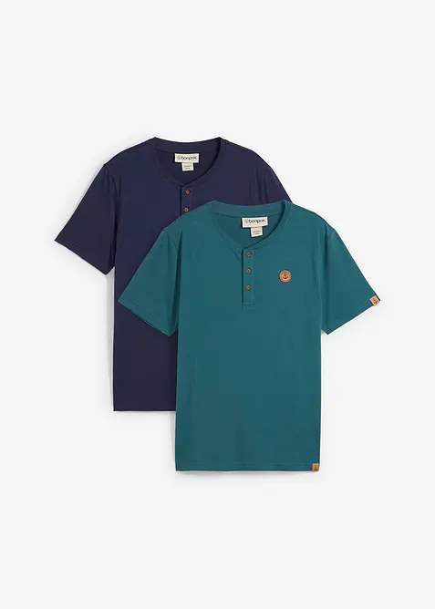 Maglia serafino in puro cotone biologico (pacco da 2), bonprix