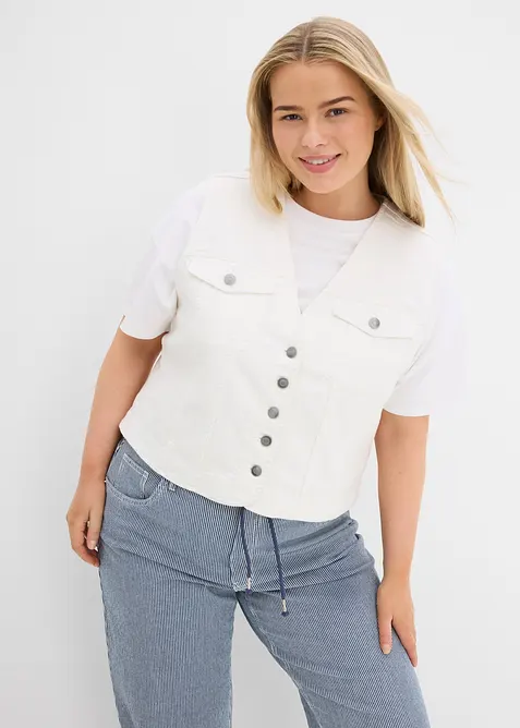 Gilet in jeans elasticizzato, bonprix