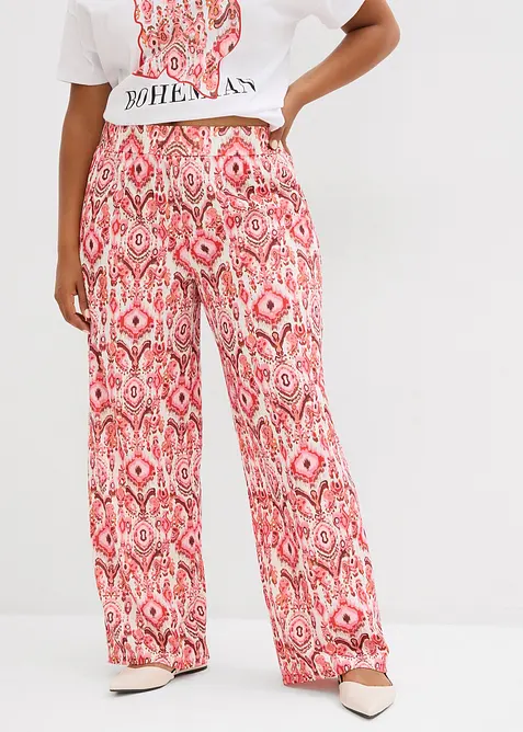 Pantaloni con elastico in vita in crêpe operato, bonprix