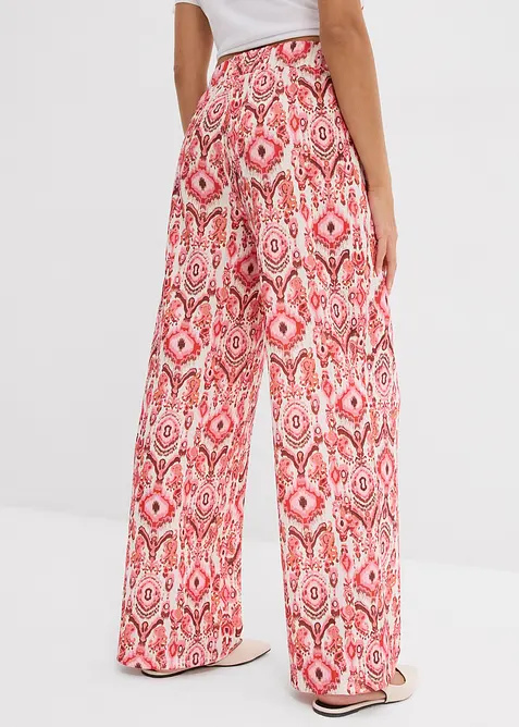 Pantaloni con elastico in vita in crêpe operato, bonprix