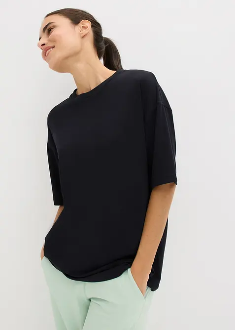 T-shirt per sport oversize con cotone, ad asciugatura rapida, bonprix