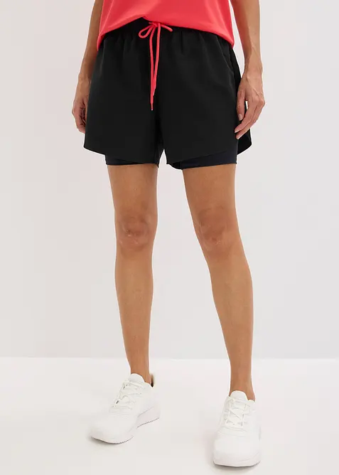 Pantaloni corti sportivi 2 in 1 ultra leggeri, bonprix