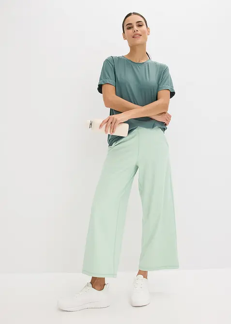 Pantaloni sportivi comodi con gambe larghe, ad asciugatura rapida, bonprix
