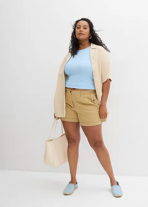 Shorts in twill a vita alta, bonprix