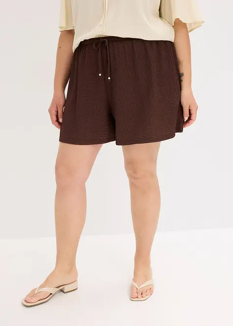 Shorts con elastico in vita in crêpe operato, bonprix