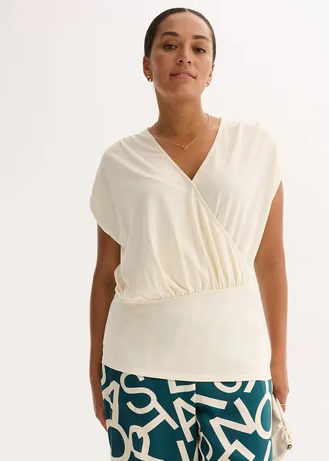 Maglia a portafoglio in misto viscosa fluente, bonprix