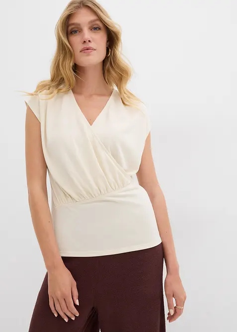 Maglia a portafoglio in misto viscosa fluente, bonprix