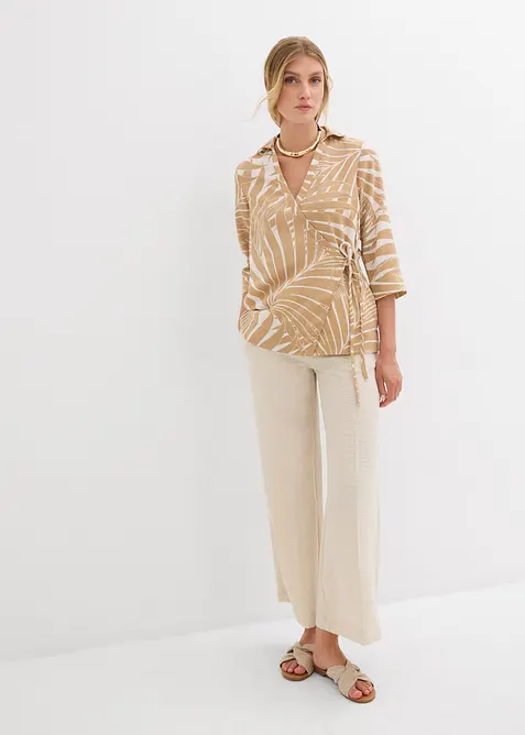 Blusa con maniche a kimono in simil lino, bonprix