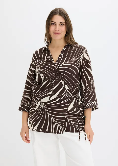 Blusa con maniche a kimono in simil lino, bonprix
