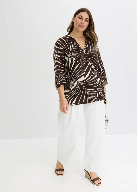 Blusa con maniche a kimono in simil lino, bonprix