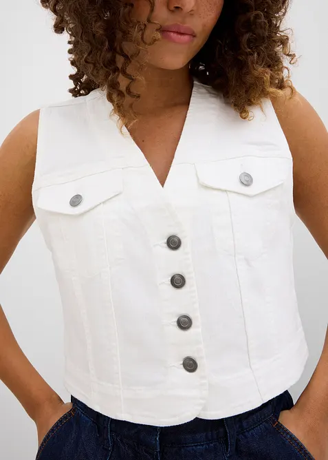 Gilet in jeans elasticizzato, bonprix