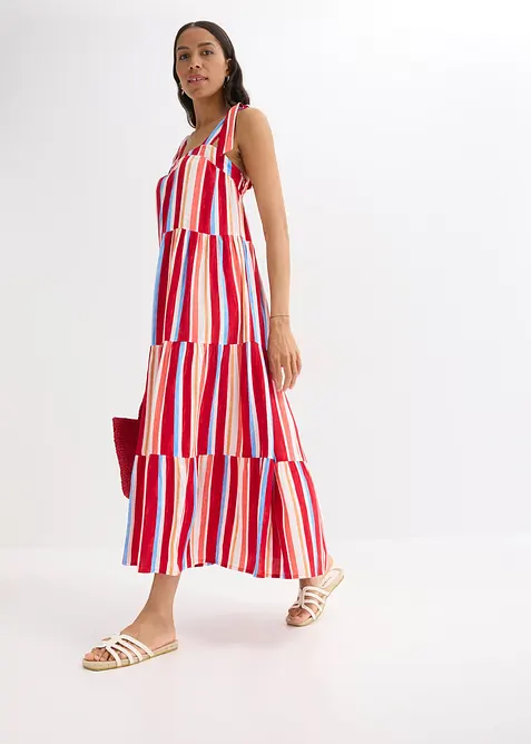 Abito a righe con spalline in viscosa strutturata, bonprix