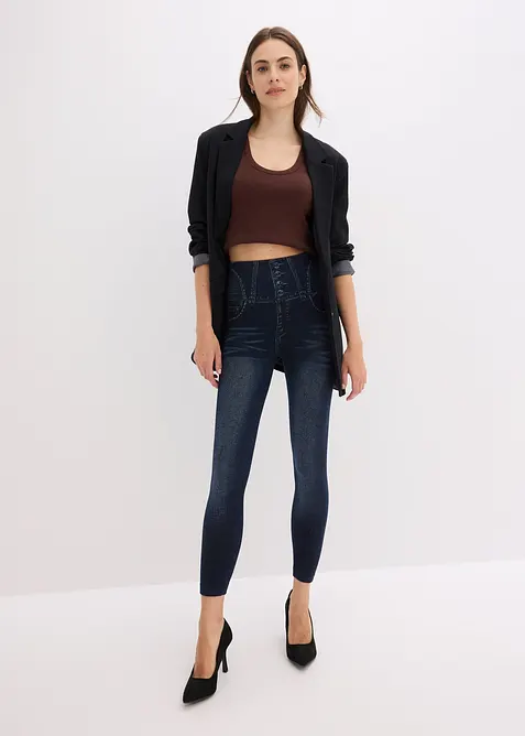 Leggings effetto jeans senza cuciture con effetto modellante forte, bonprix