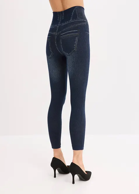 Leggings effetto jeans senza cuciture con effetto modellante forte, bonprix