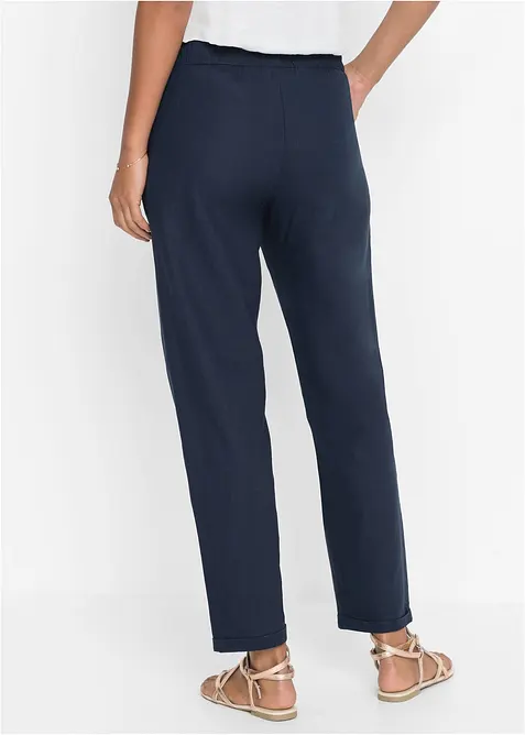 Pantaloni in misto lino con elastico in vita, bonprix