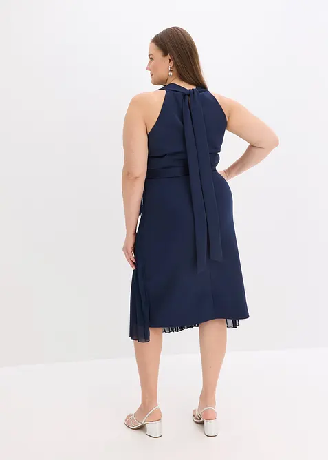 Abito midi effetto portafoglio con inserto plissettato, bonprix