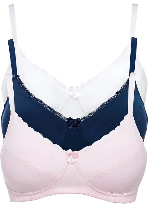 Reggiseno senza ferretto  con cotone (pacco da 3), bonprix
