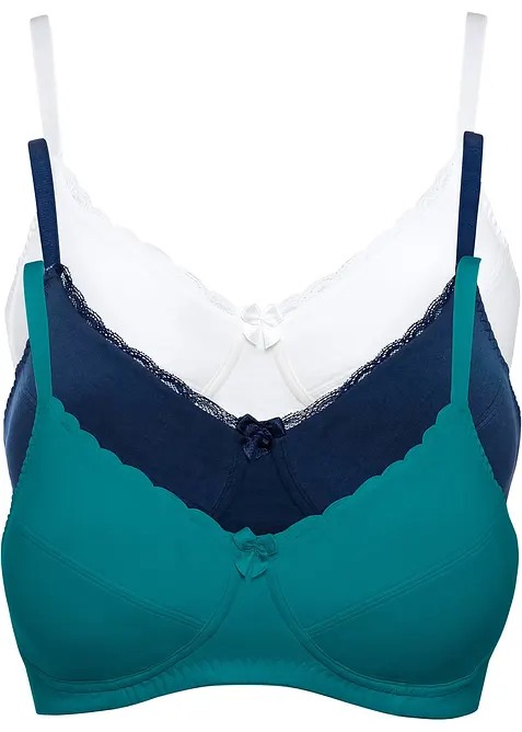 Reggiseno senza ferretto  con cotone (pacco da 3), bonprix