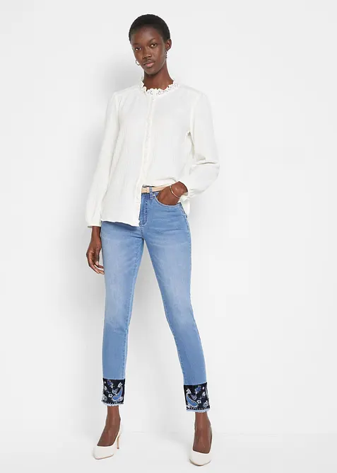 Jeans slim fit elasticizzati, vita media, bonprix