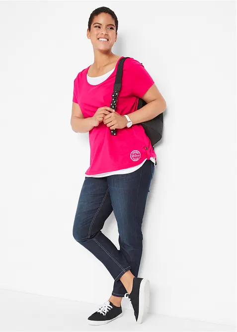 Jeans elasticizzati cropped con spacchetti, bonprix