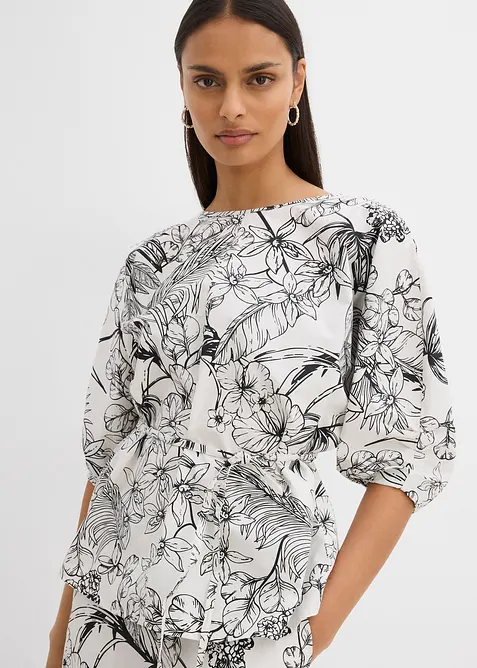 Blusa a maniche corte in puro cotone, bonprix