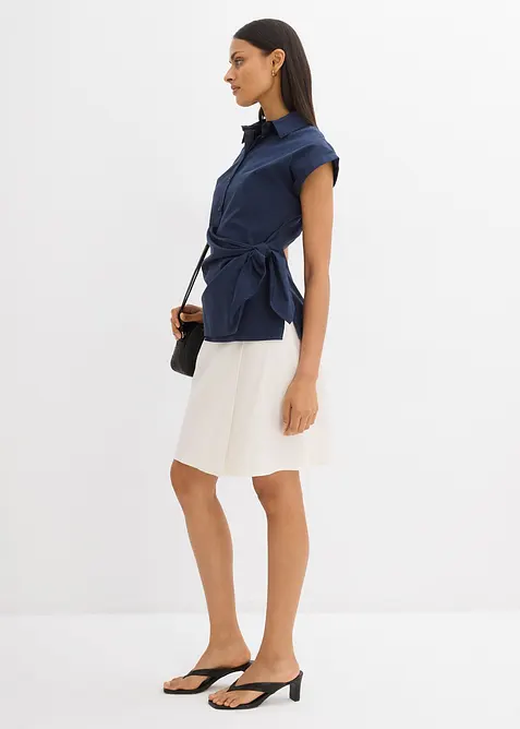 Blusa a maniche corte da annodare sul fianco, bonprix