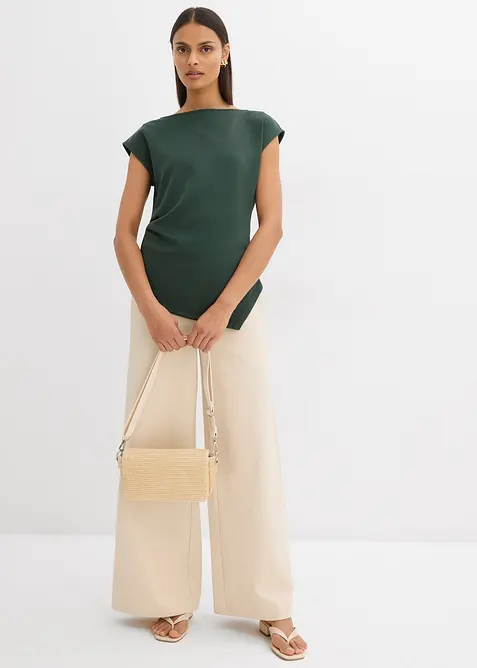 Top asimmetrico effetto neoprene, bonprix