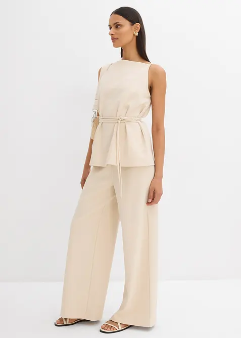 Pantaloni larghi in piquet, bonprix