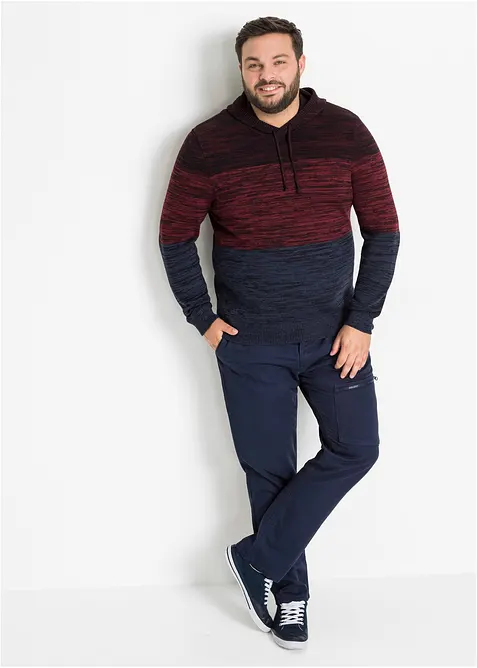 Maglione morbido in filato fine misto cotone con cappuccio, bonprix