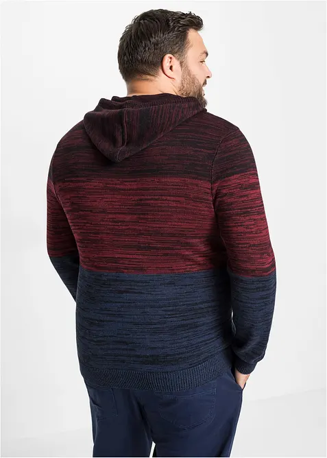 Maglione morbido in filato fine misto cotone con cappuccio, bonprix