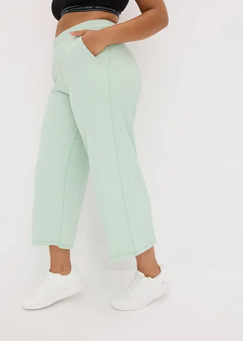 Pantaloni sportivi comodi con gambe larghe, ad asciugatura rapida, bonprix