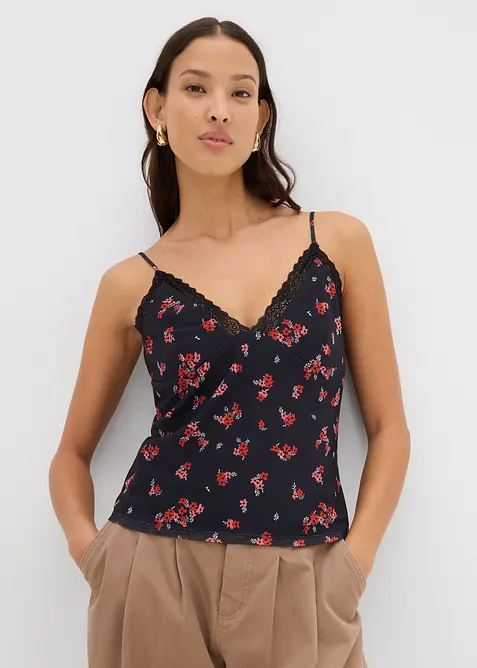 Top in mesh con spalline sottili, bonprix