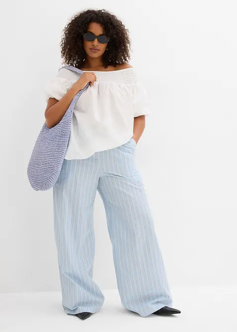 Pantaloni con elastico in vita in puro cotone, bonprix