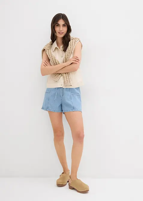 Shorts in jeans con comodo elastico, vita alta, bonprix