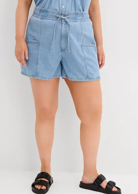 Shorts in jeans con comodo elastico, vita alta, bonprix